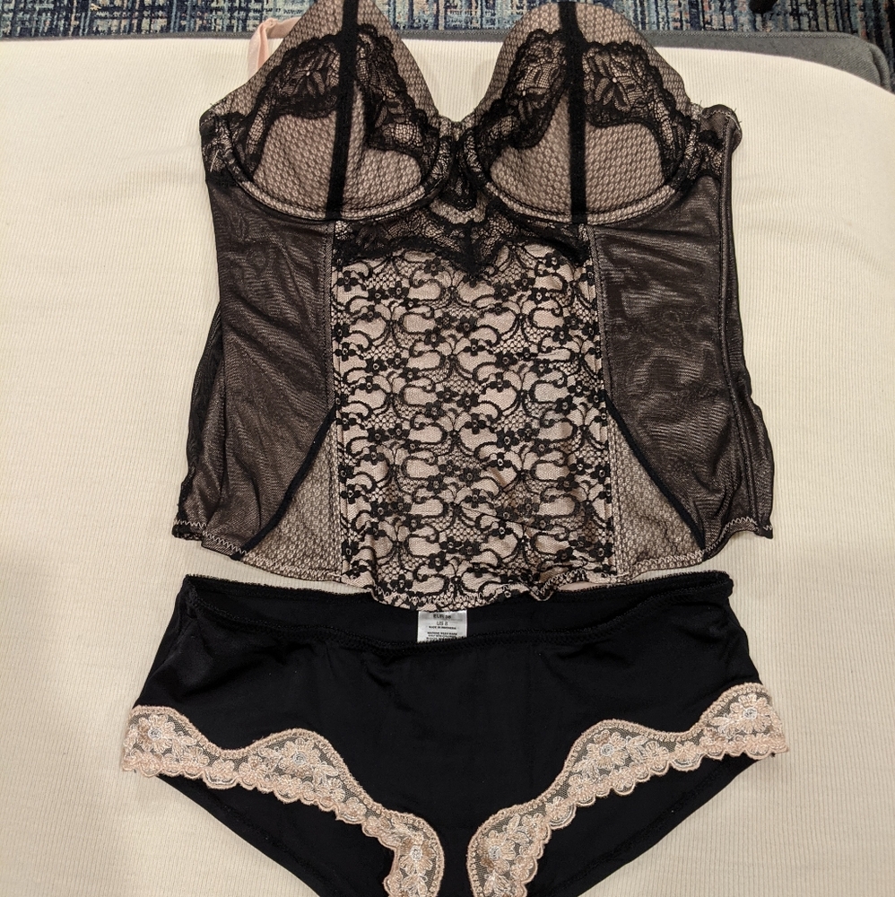 BOGO H&M Stretch Sateen Lace Lined Bustier Bikini